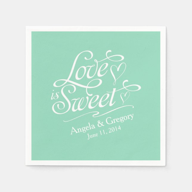 Love is Sweet Wedding | Candy Buffet Mint Green Napkins (Front)