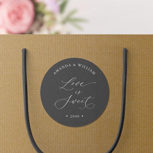 Love Is Sweet Wedding Classic Round Sticker (Creator Uploaded)