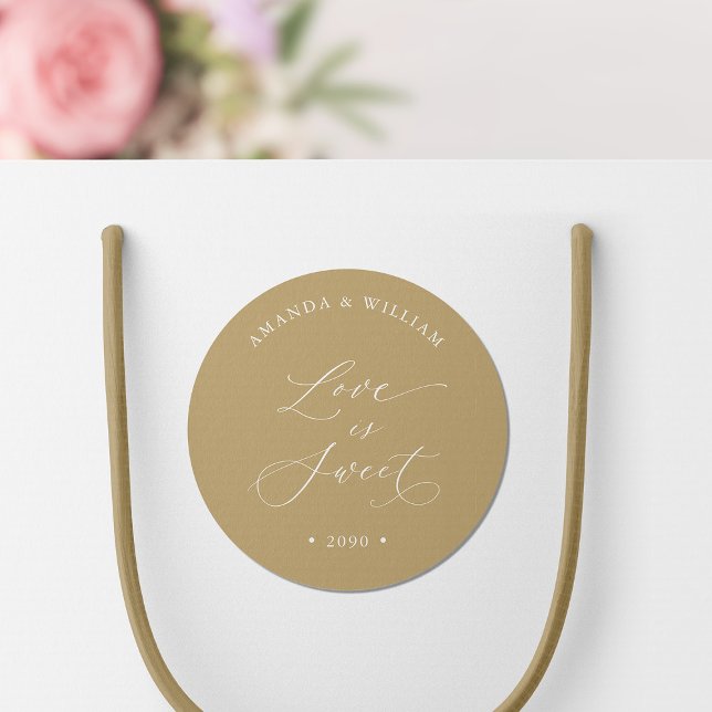 Love Is Sweet Wedding Classic Round Sticker (Creator Uploaded)