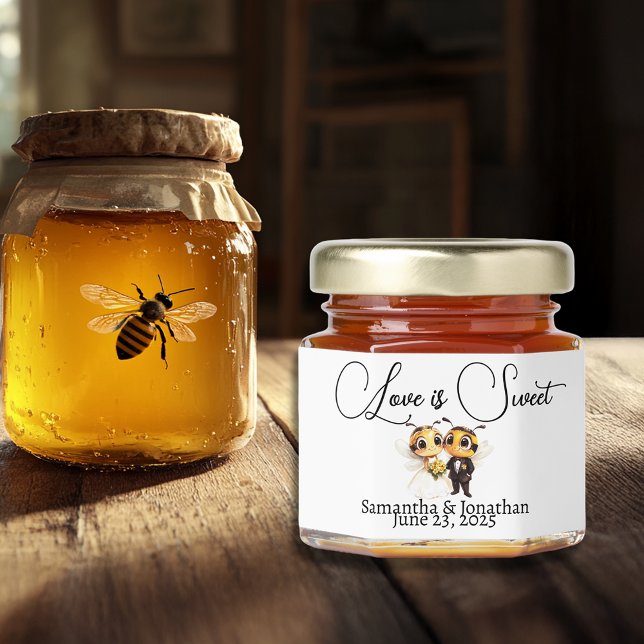 Love is Sweet Wedding Cute Bees Honey Jar Favors (Creator Uploaded)