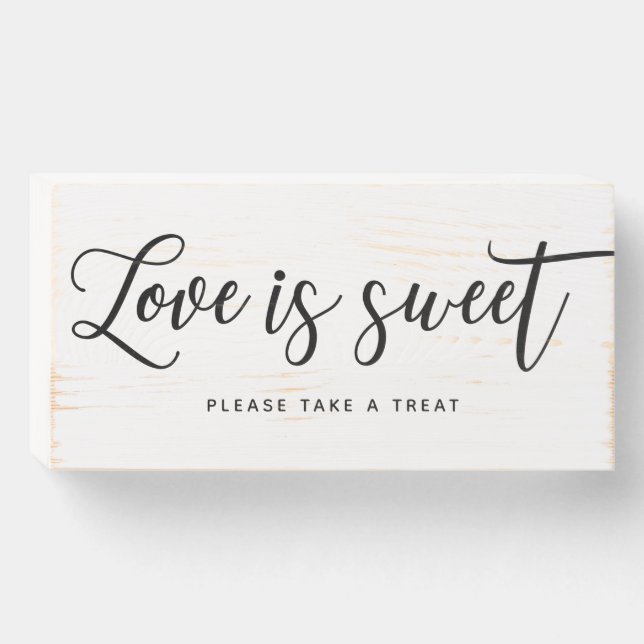 Love is Sweet Wedding Dessert Bar Wooden Box Sign (Front Horizontal)