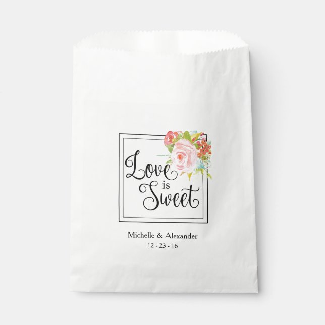 Love is Sweet - Wedding Favor Bag, Shower Treats Bag (Front)