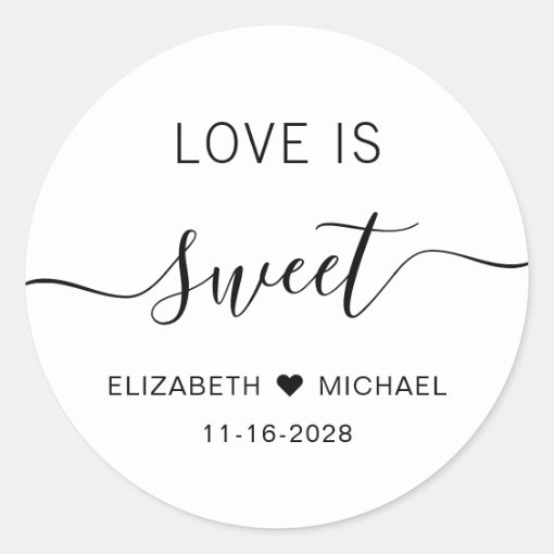 Love Is Sweet Wedding Favor Classic Round Sticker Zazzle