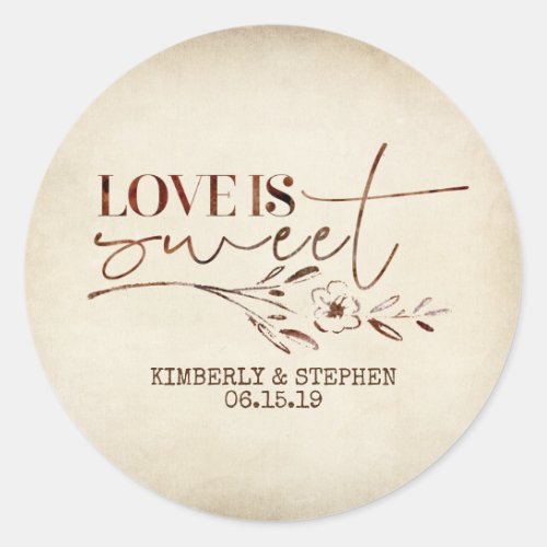 Love is Sweet Wedding Favor Classic Round Sticker