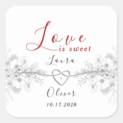 Love is Sweet Wedding Favor Square Sticker