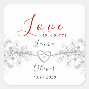 Love is Sweet Wedding Favor Square Sticker