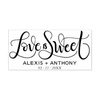 Love is sweet - wedding favor stamp personalized