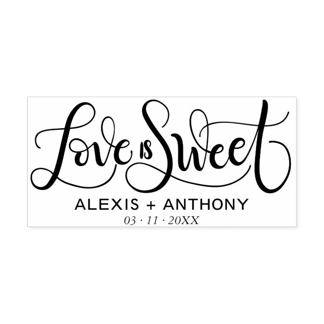 Love is sweet - wedding favor stamp personalized (Imprint)