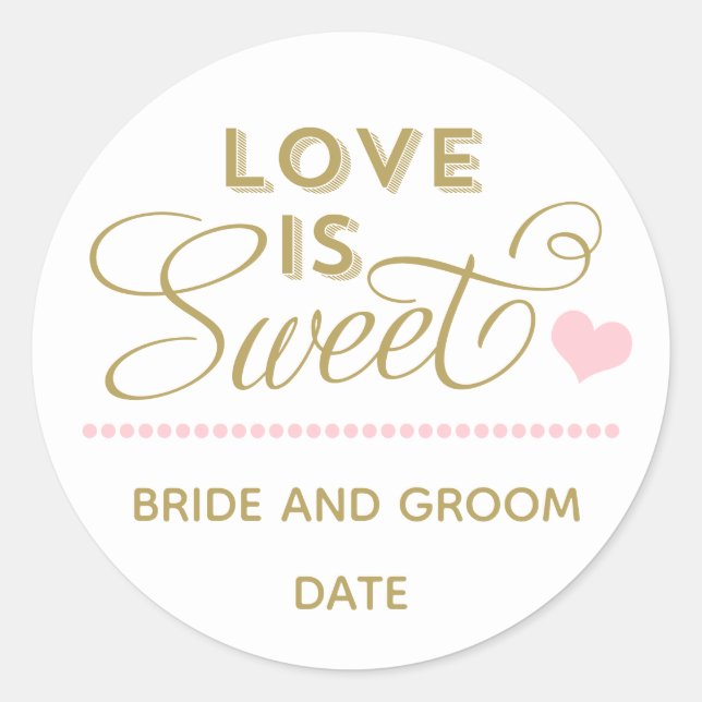 LOVE IS SWEET wedding favor sticker (Front)