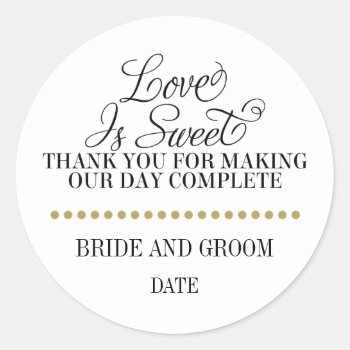 Love Is Sweet Wedding Favor Sticker by SimplySweetParties at Zazzle