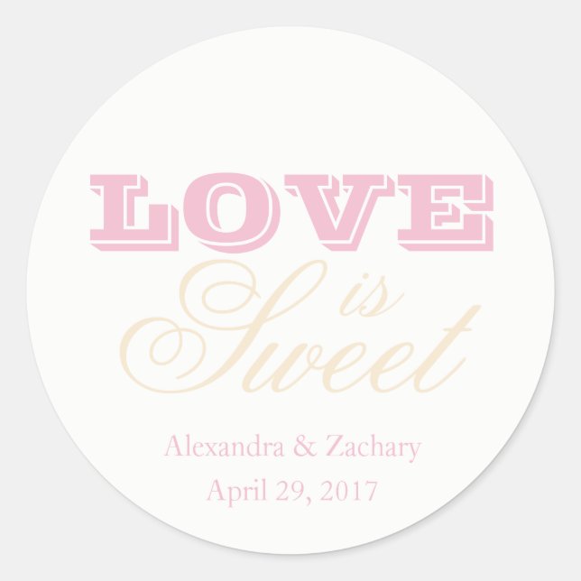 Love is Sweet Wedding Favor Sticker Blush Champagn (Front)
