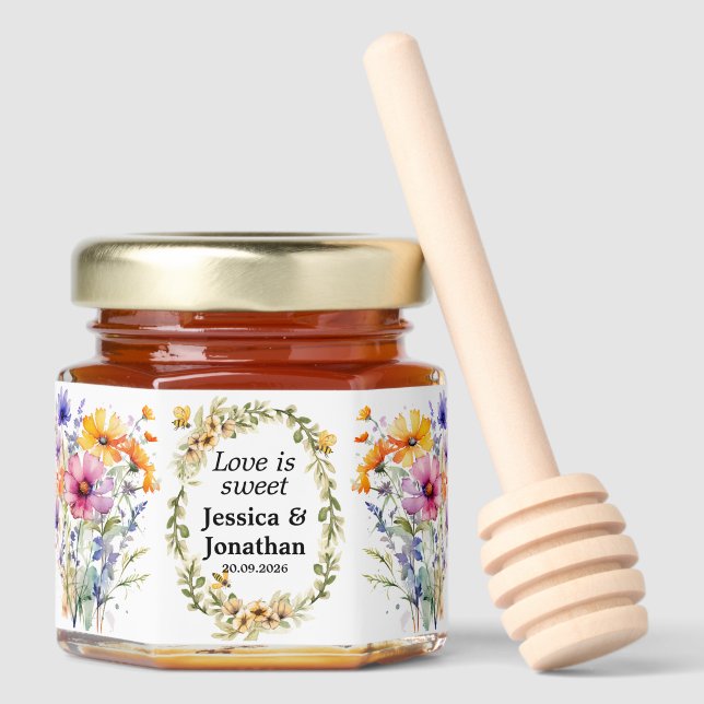 Love Is Sweet Wedding Honey Jar Favors (Front)