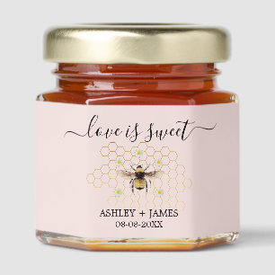Love is Sweet Wedding Name Date Bee Daisy Honey Jar Favors