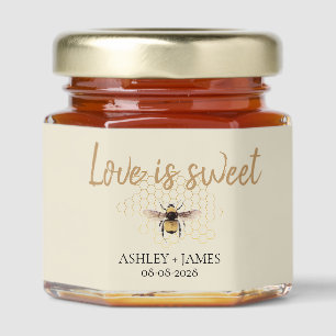 Love is Sweet Wedding Name Date Bee Daisy Honey Jar Favors