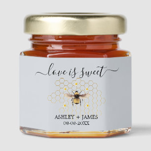 Love is Sweet Wedding Name Date Bee Daisy Honey Jar Favors