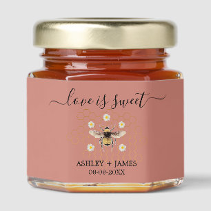 Love is Sweet Wedding Name Date Bee Daisy Honey Jar Favors