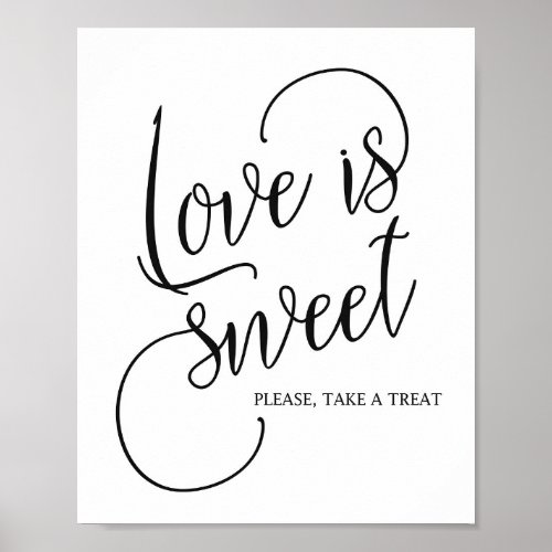 Love is sweet wedding sign 8x10 poster