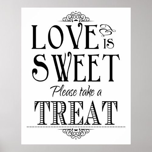 Love is sweet  wedding sign poster