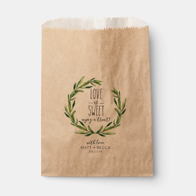 Love is Sweet Wedding Treat Kraft Favor Bag (Front)
