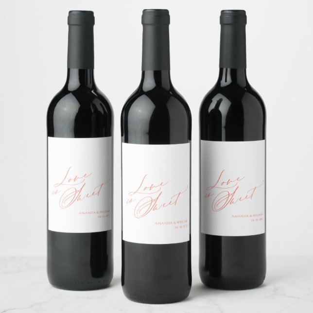 "Love is Sweet" Wedding Wine Label (Bottles)