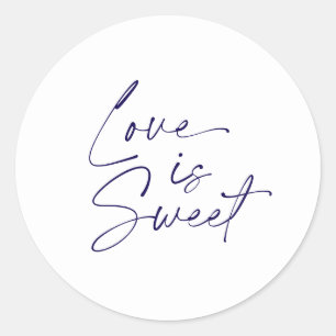 Love is Sweet - White & Blue Wedding Sticker
