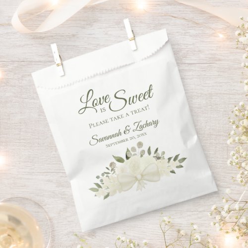 Love is Sweet White Roses Bouquet Elegant Wedding Favor Bag