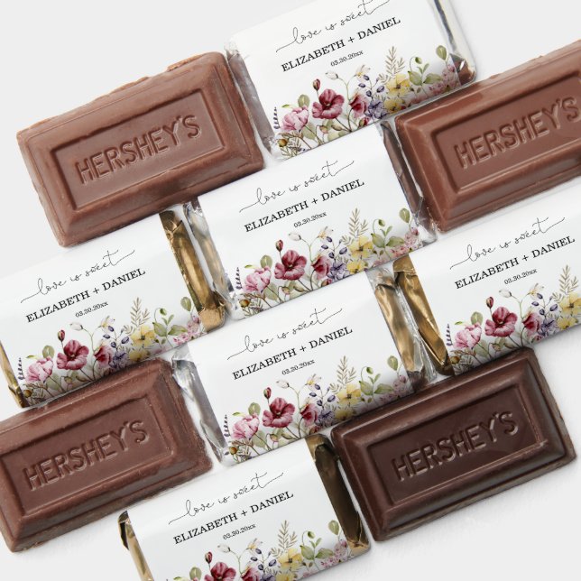 Love is Sweet Wildflowers Boho Poppy Wedding Gift  Hershey's Miniatures (Assorted)
