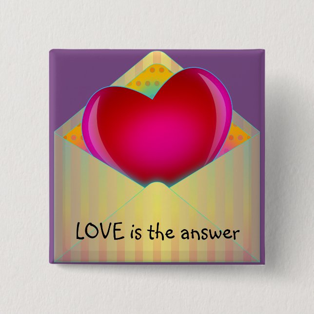 "LOVE is the answer" Cute Heart Design Button (Front)