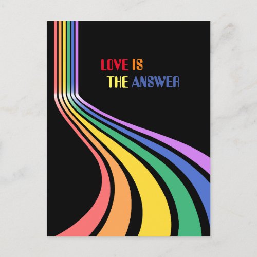 Love is the Answer LGBTQIA  Gay Pride Postcard