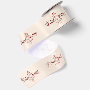 Love Is The Icing   Wedding Beige And Red Seal Satin Ribbon