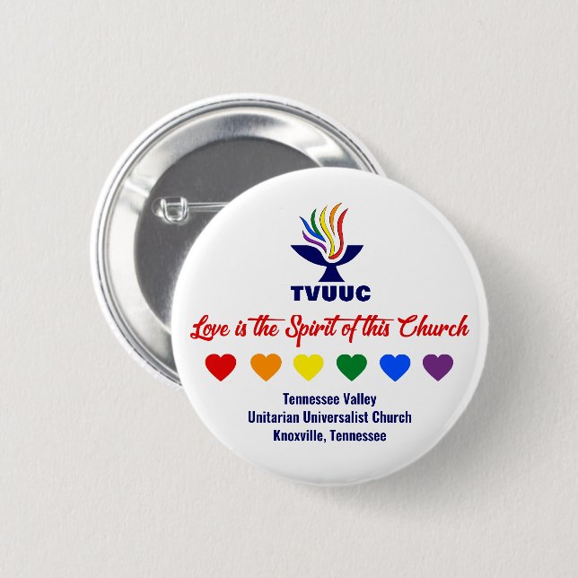 Love is the Spirit - Rainbow Hearts Button (Front & Back)