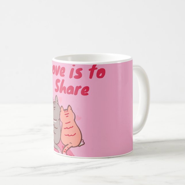  Love Is to Share Cute Cats  Coffee Mug (Front Right)