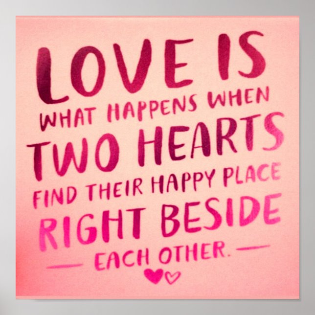 Love is two hearts, pink poster (Front)