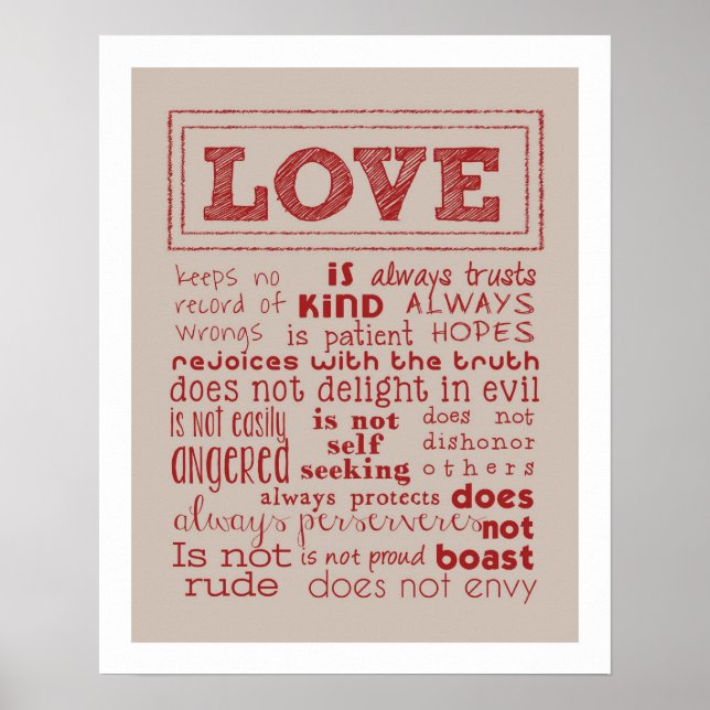 Love is..... Typography Art Print (Front)