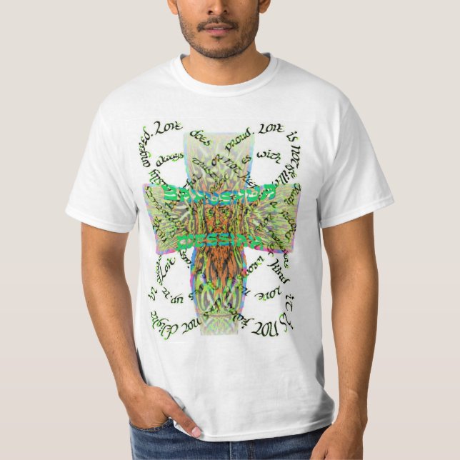 Love is YAHushua  messiah cross transparent T-Shirt (Front)
