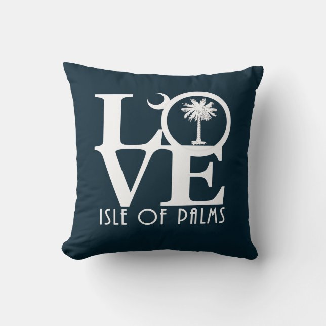 LOVE Isle of Palms South Carolina Throw Pillow (Front)