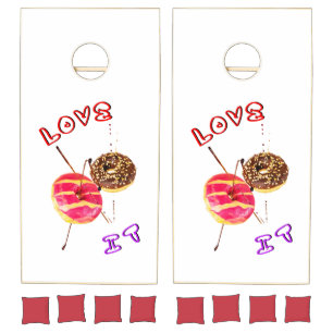 Love It Doughnut 2 June Valentines World Donut Day Cornhole Set
