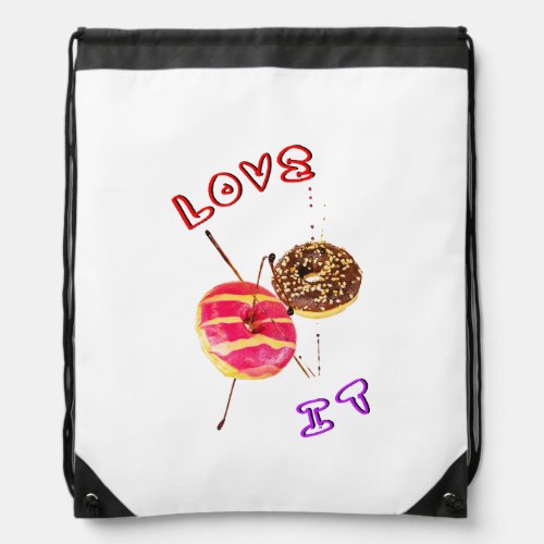 Love It Doughnut 2 June Valentines World Donut Day Drawstring Bag
