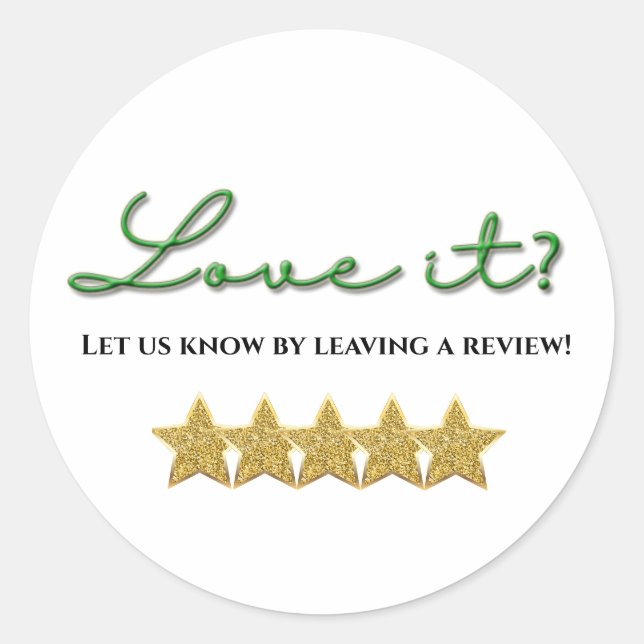 Love it five stars review sticker (Front)