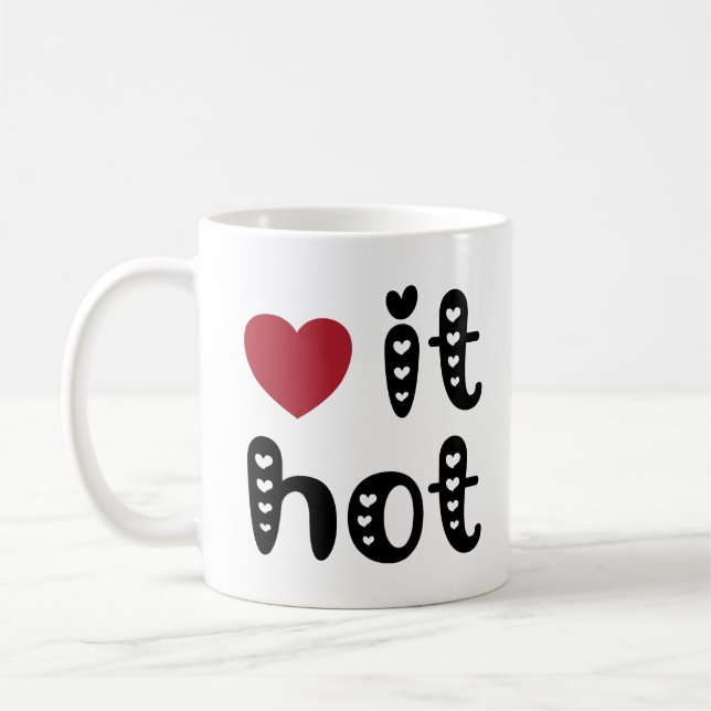 Love It Hot with Hearts Coffee Mug (Left)