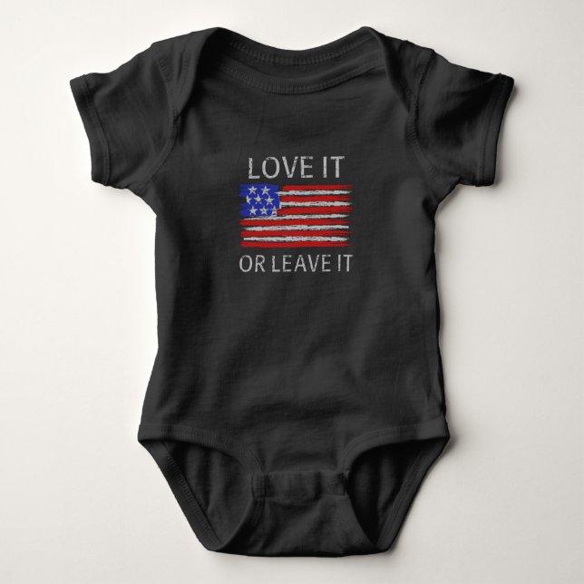 Love it or leave it USA Flag Baby Bodysuit (Front)