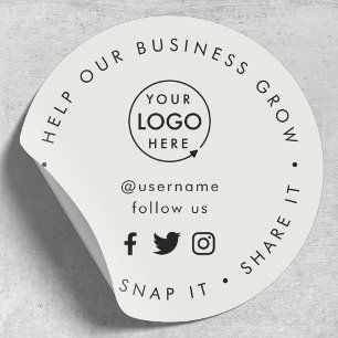 Love it Snap it Share it Gray Businss Logo Classic Round Sticker