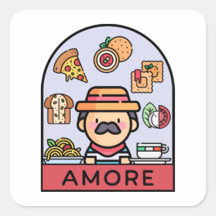 Love Italian Food Square Sticker