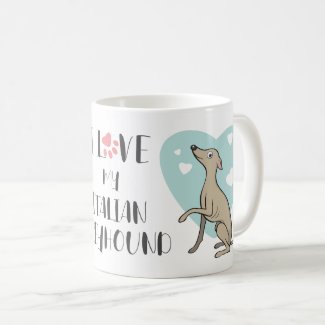 Love Italian Greyhound Fawn Cartoon Dog Cute Heart