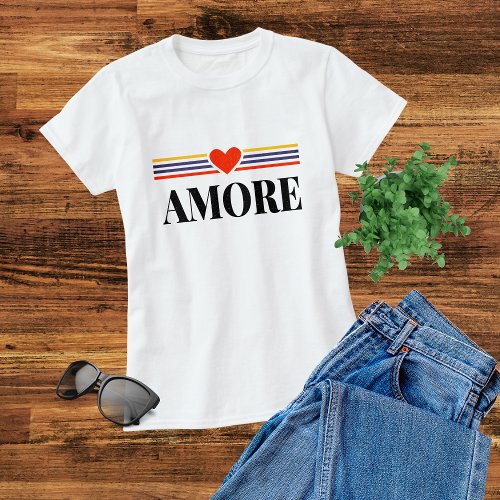 Love Italian Simple Modern Typography Heart T_Shirt