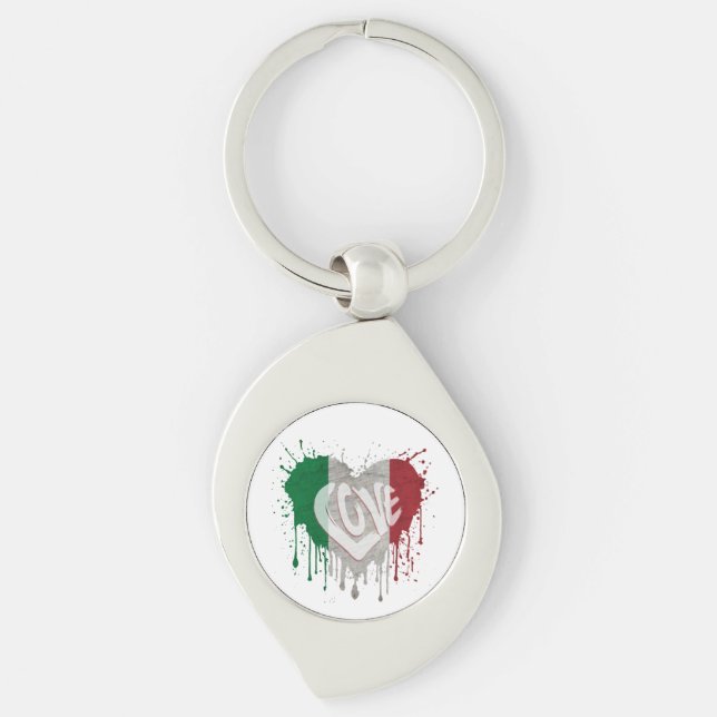 Love Italy Flag Keychain (Front)
