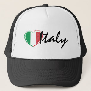 Love Italy Italia Heart Flag Trucker Hat