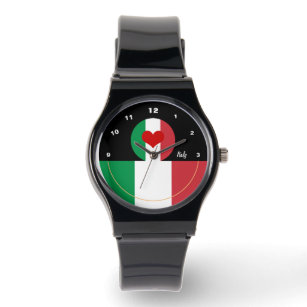 Love Italy watch, red heart, Italian Flag fashion Watch