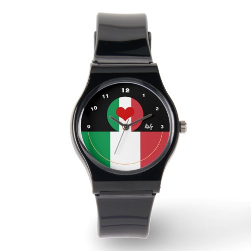 Love Italy watch red heart Italian Flag fashion Watch