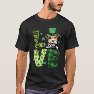 Love Jack Russell Terrier Leopard Shamrock St Patr T-Shirt